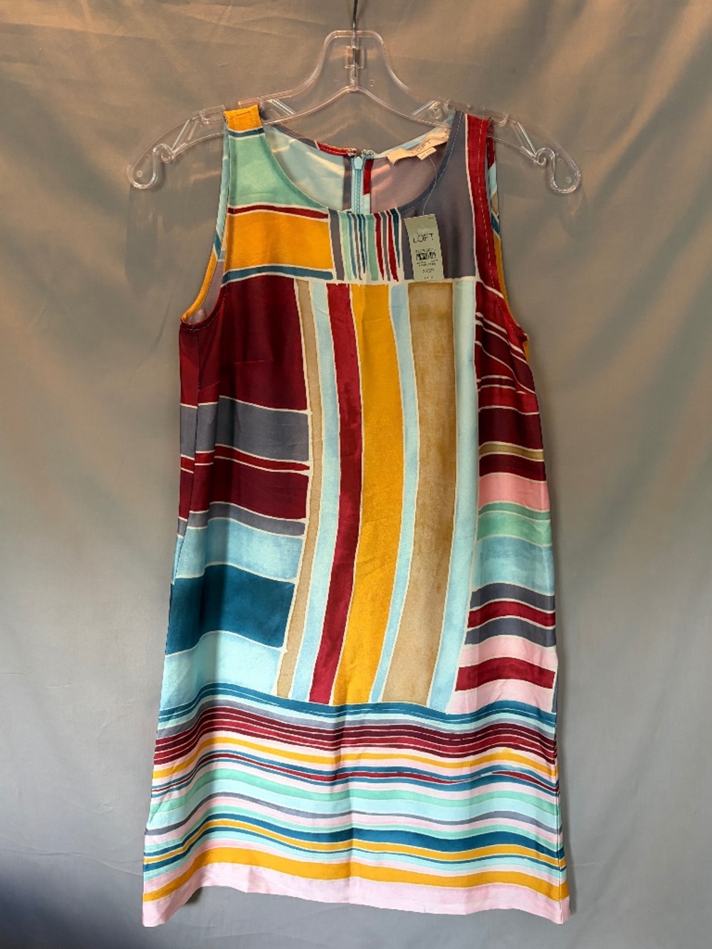 LOFT Petites Colorful Sleeveless Dress with geometric pattern - Size XXSP (NwoT)